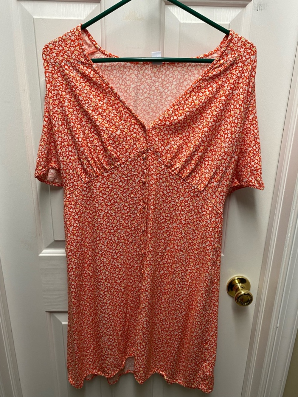 Floral Orange Short-Sleeve Women’s Dress